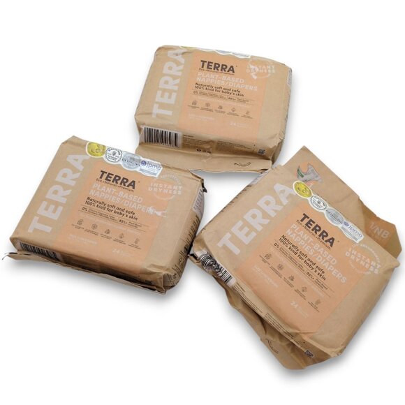 3 Packs Terra‎ Plant-Based Newborn Diapers Size 1 | 24 Count Each | Eco-Friendly - Picture 1 of 12